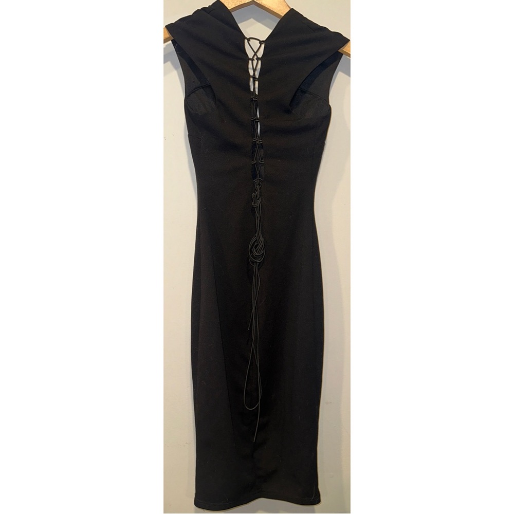 Mystique Boutique Black Lave Up Tied Long Pencil Dress V-Neck